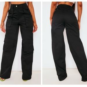 Twill Pocket Detail High Waist Cargo Pants
